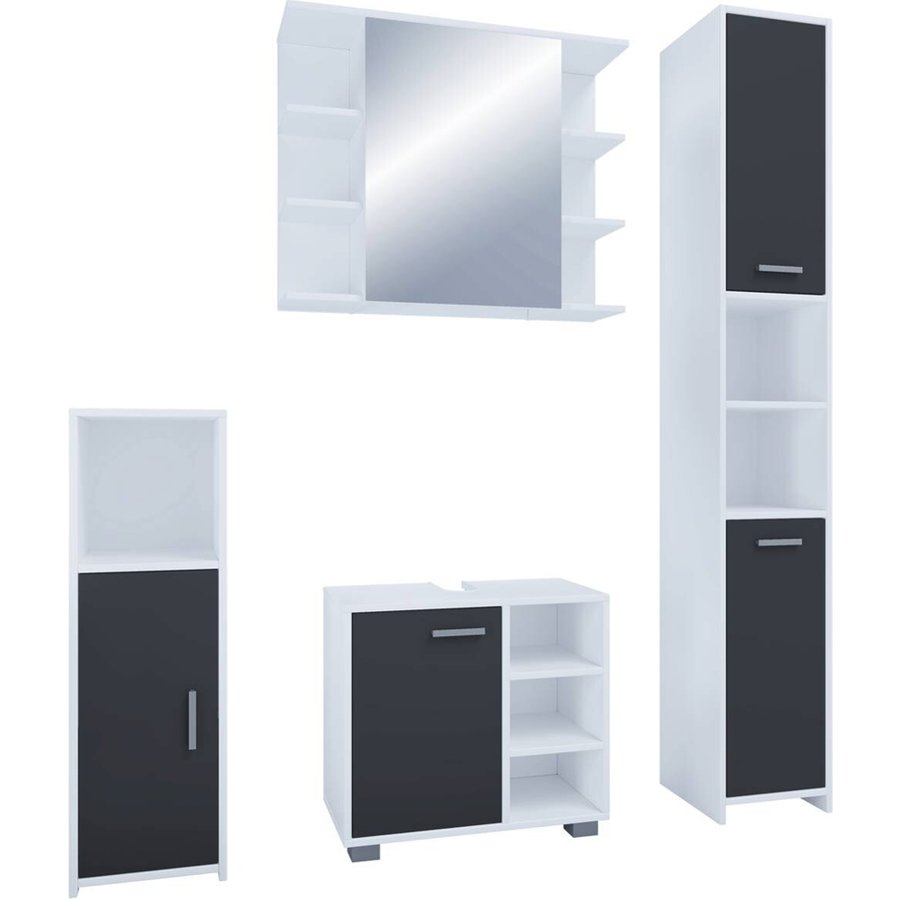 Badezimmer-Set Zalo weiß schwarz