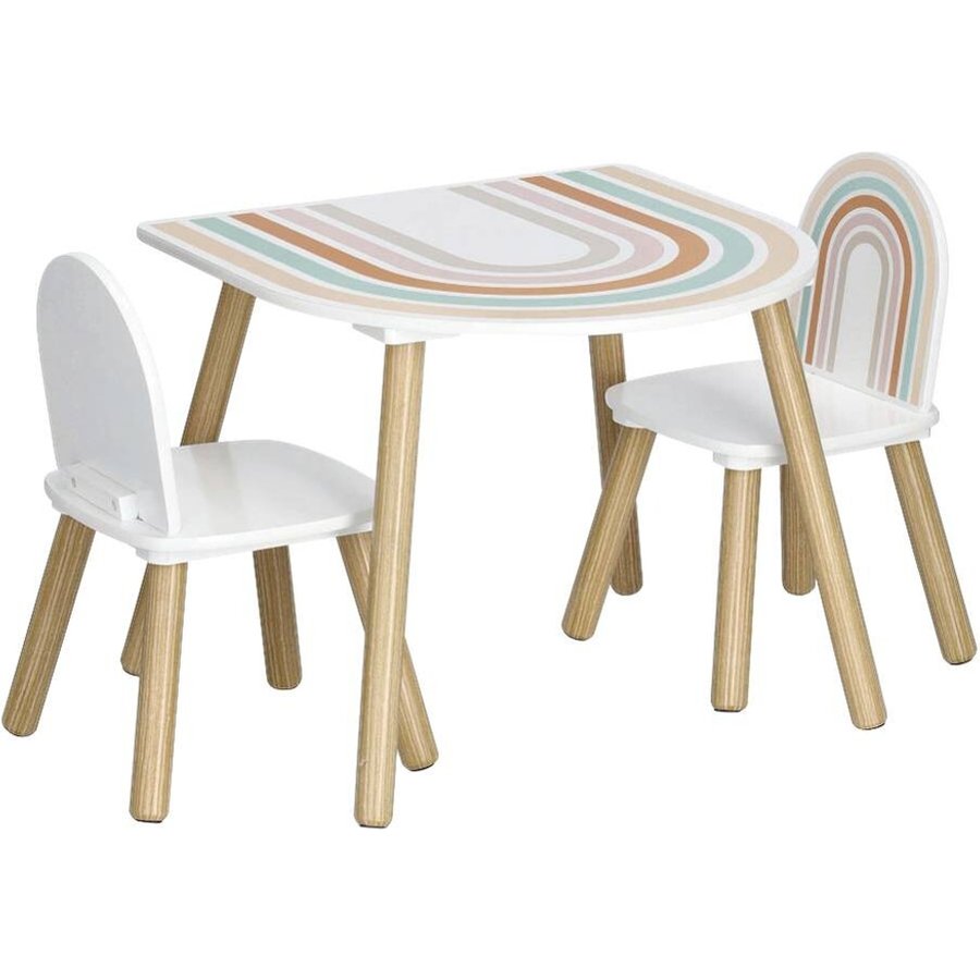 Zeller Kindertisch mit 2 Stühlen Rainbow bunt Kiefer