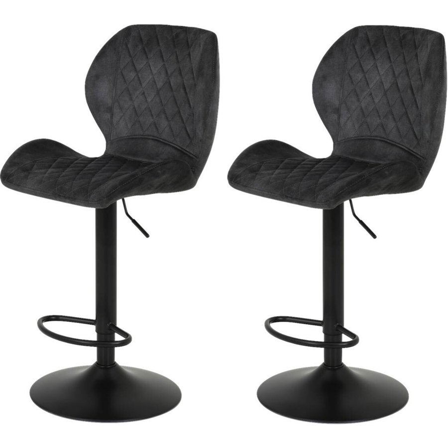 Barhocker Laila 2er Set anthrazit Vintage Microfaser