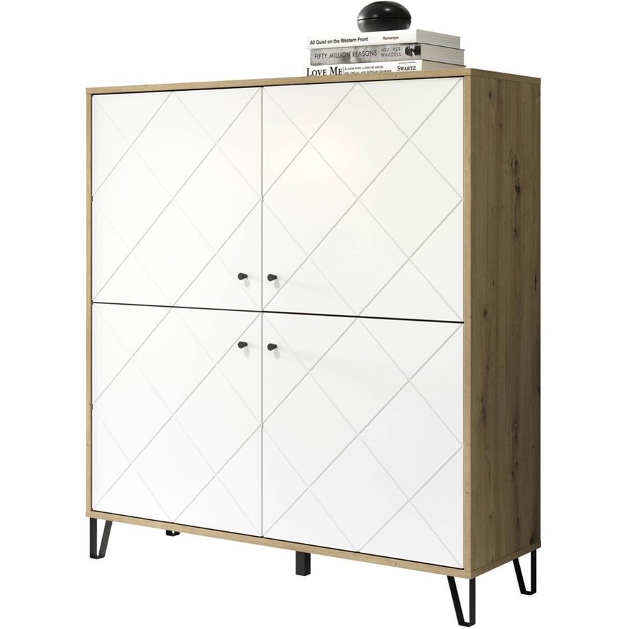 Highboard Touch Eiche Artisan Nachbildung weiß matt