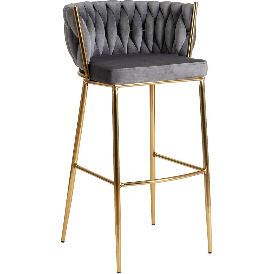 Barhocker FLORES grau Velourstoff