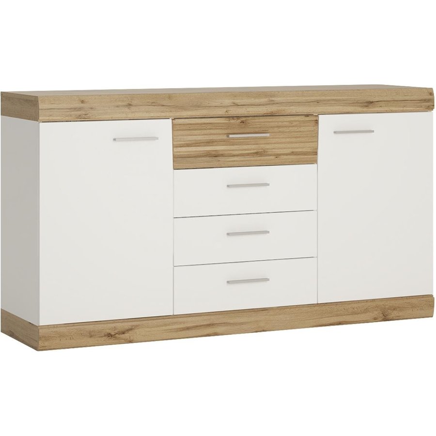 Sideboard Merida Eiche Wotan Nachbildung weiß Hochglanz
