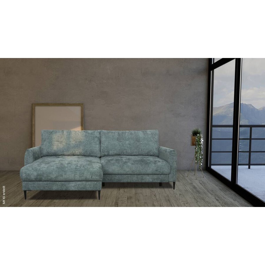 Ecksofa mit Bettfunktion und Bettkasten lagunen blau Microfaser