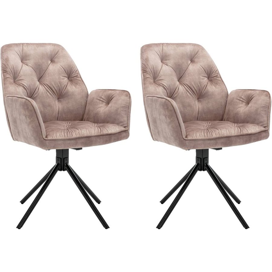 byLIVING Sessel SARINA 2er-Set beige Vintage Samt Metall