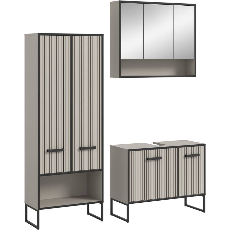Badezimmer-Set BAGNO schwarz Kaschmirgrau Nachbildung