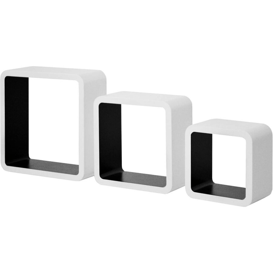 Wandregal Cubo weiß lackiert schwarz lackiert