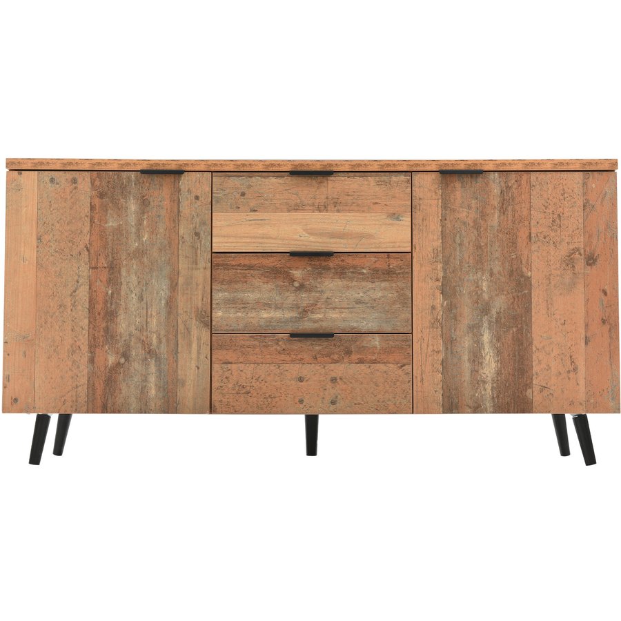 Sideboard, 3 Schubladen Verstellbare Regale, Vintage Design für Esszimmer Wohnzimmer Schlafzimmer, Robuste Konstruktion,Braun, 140x35x70cm Aosom.de
