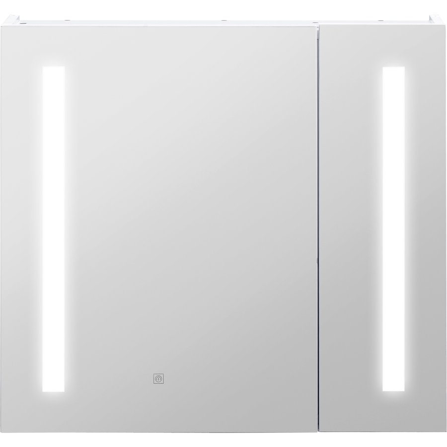 Kleankin Wandmontierter Badezimmerspiegelschrank mit LED-Beleuchtung Badezimmerschrank 2 Türen mit 3 Ebenen 70 x 15 x 65 cm weiß Aosom