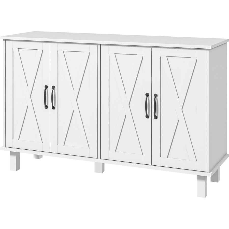 HOMCOM Buffet Sideboard Landhaus-Stil Küchenschrank 2 Doppeltürschrank mit verstellbaren Regalen 120 x 37 x 75 cm - weiß Aosom