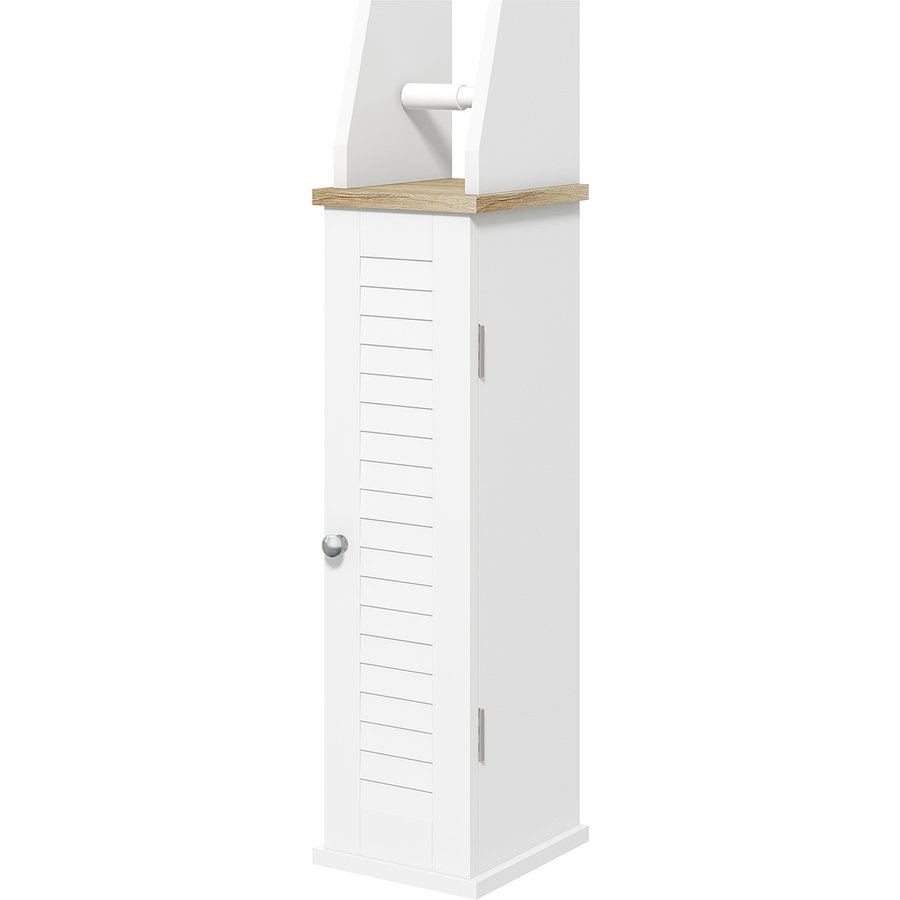 Kleankin Toilettenpapierhalter Schrank für Toilette mit Schrank und höhenverstellbarem Regal Badezimmermöbel im modernen Design 18 x 20 x 80 cm Weiß Aosom