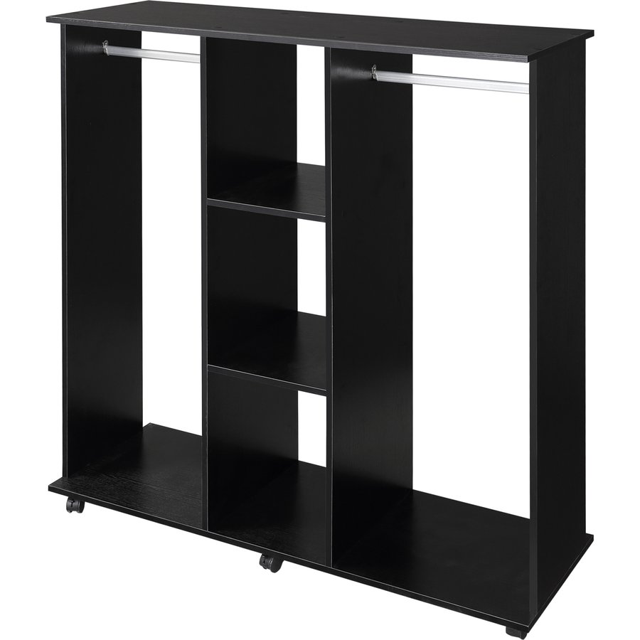HOMCOM Garderobenschrank Mobiler Aufbewahrungsschrank 6 Rollen 120L x 40B x 128H cm aus Holz Schwarz Aosom