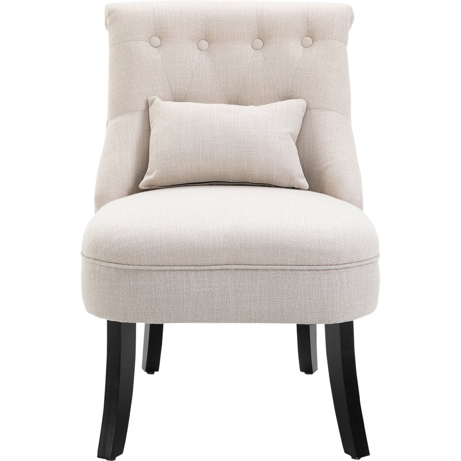 HOMCOM Relaxsessel, Sessel mit Rückenkissen, Loungesessel mit Leinenoptik, Holzbeine, für Wohnzimmer, Schlafzimmer, 52,5 x 69 x 77 cm, Cremeweiß Aosom