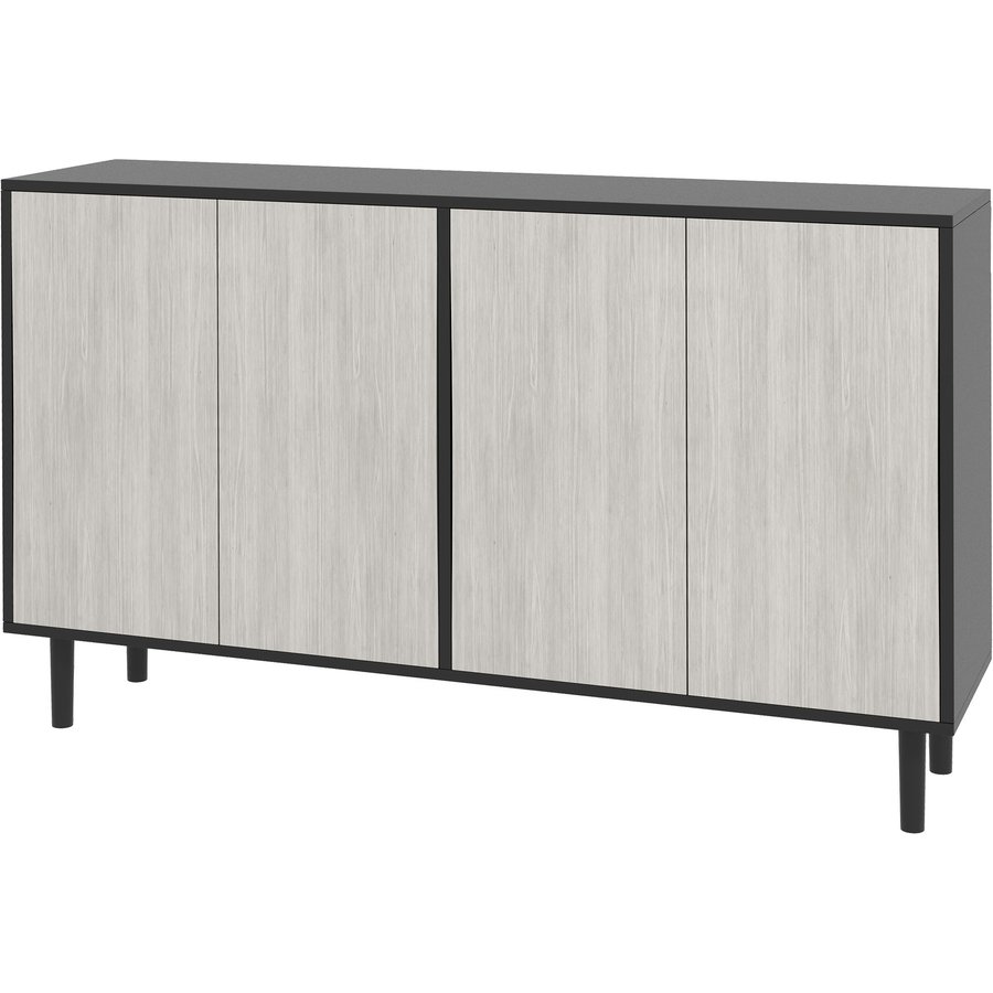 HOMCOM Buffet Küchenschrank Aufbewahrungsschrank Küchengeschirrschrank 2 Schränke mit verstellbaren Regalen, 121 x 37 x 75 cm, Schwarz und Grau Aosom