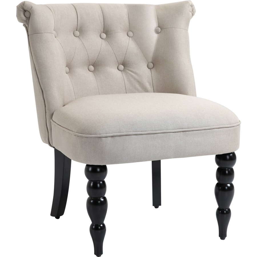 HOMCOM Relaxsessel Vintage Ruhesessel Polstersessel 67x67x78 cm, Leinenbezug Holzgestell Beige Schwarz, ideal für Esszimmer & Wohnzimmer Aosom.de