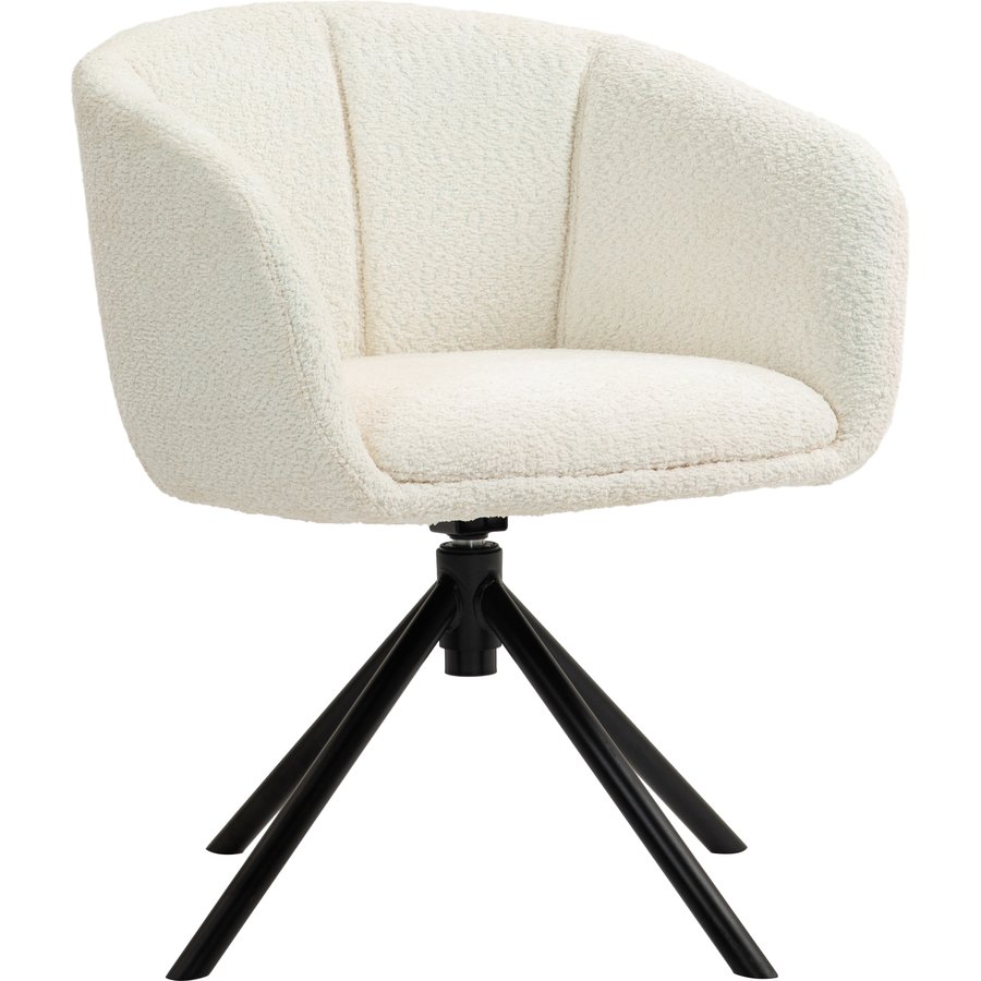 HOMCOM Sessel Loungesessel mit Armlehne, 360° Drehfunktion, Leinenoptik, Drehsessel mit Metallbeine, für Wohnzimmer, Schlafzimmer, Cremeweiß Aosom