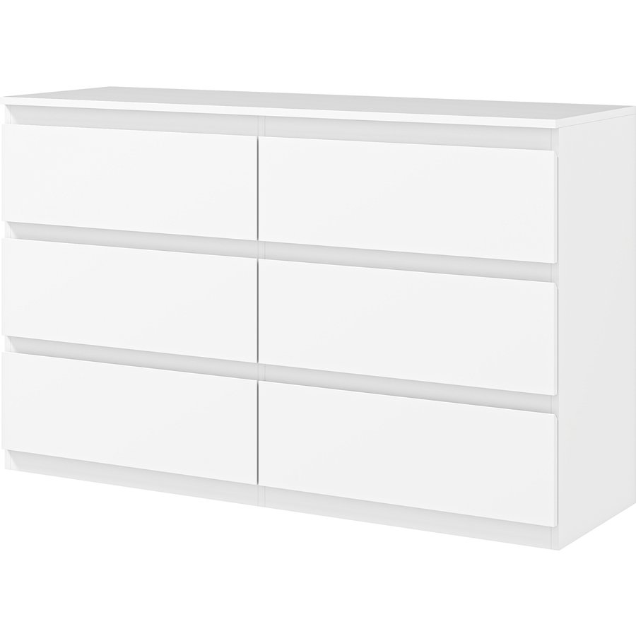 HOMCOM Kommode 6 Schubladen Schlafzimmerschrank Aufbewahrungsmöbel im modernen Stil mit sanftem Schließmechanismus für Schlafzimmer, Wohnzimmer - 120 x 39 x 75 cm, Weiß Aosom