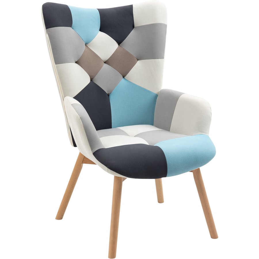 HOMCOM Ohrensessel mit gestepptem Samtbezug und Holzbeinen, 66x76x98cm, Mehrfarbig Aosom