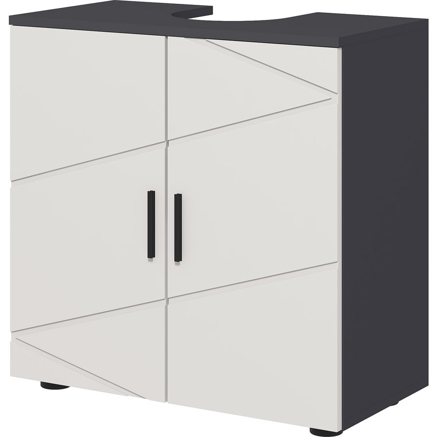 Kleankin Unterschrank Badezimmer mit 2 Türen, Unterschrank für Säulenwaschbecken aus Holz mit verstellbarem Regal, 60x30x60cm, Grau Aosom