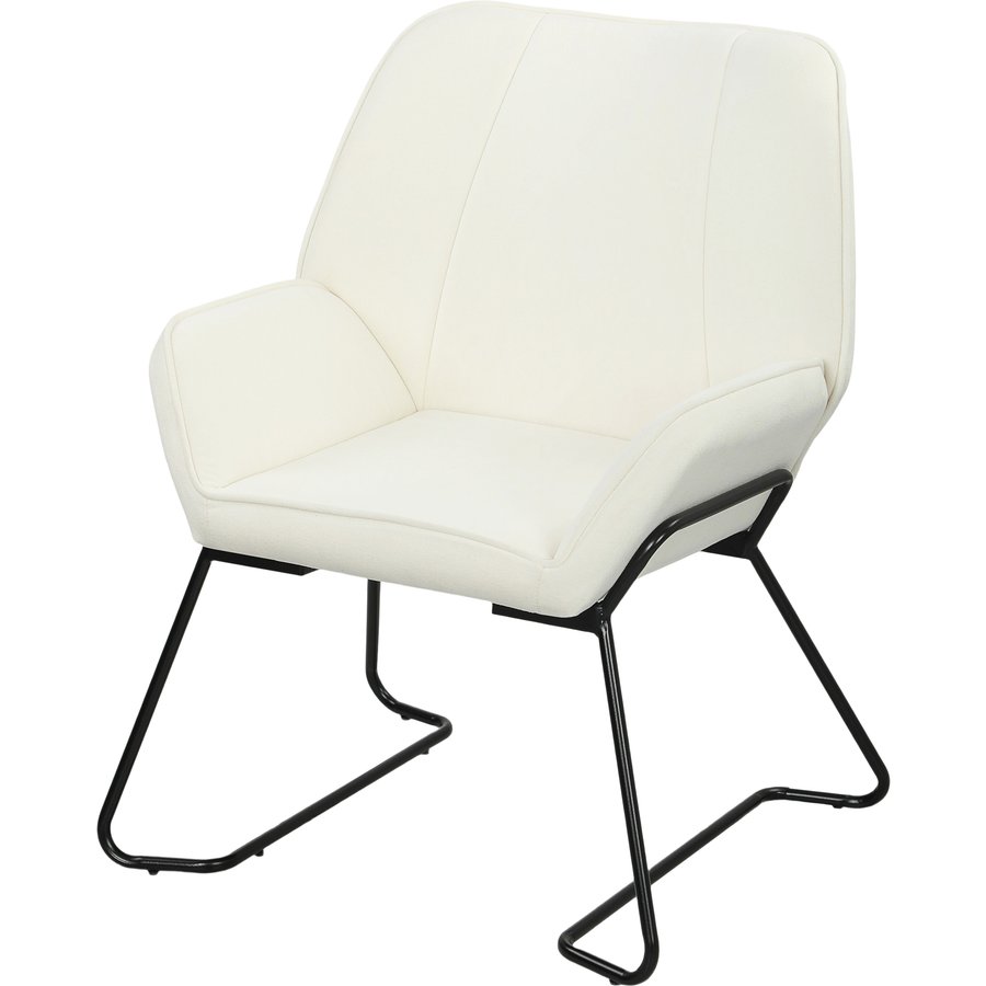 HOMCOM Loungesessel Moderner Lesesessel mit Breitem und Gepolstertem Sitz, Samtbezug und Metallbeinen Sessel für Wohnzimmer Schlafzimmer Creme Aosom