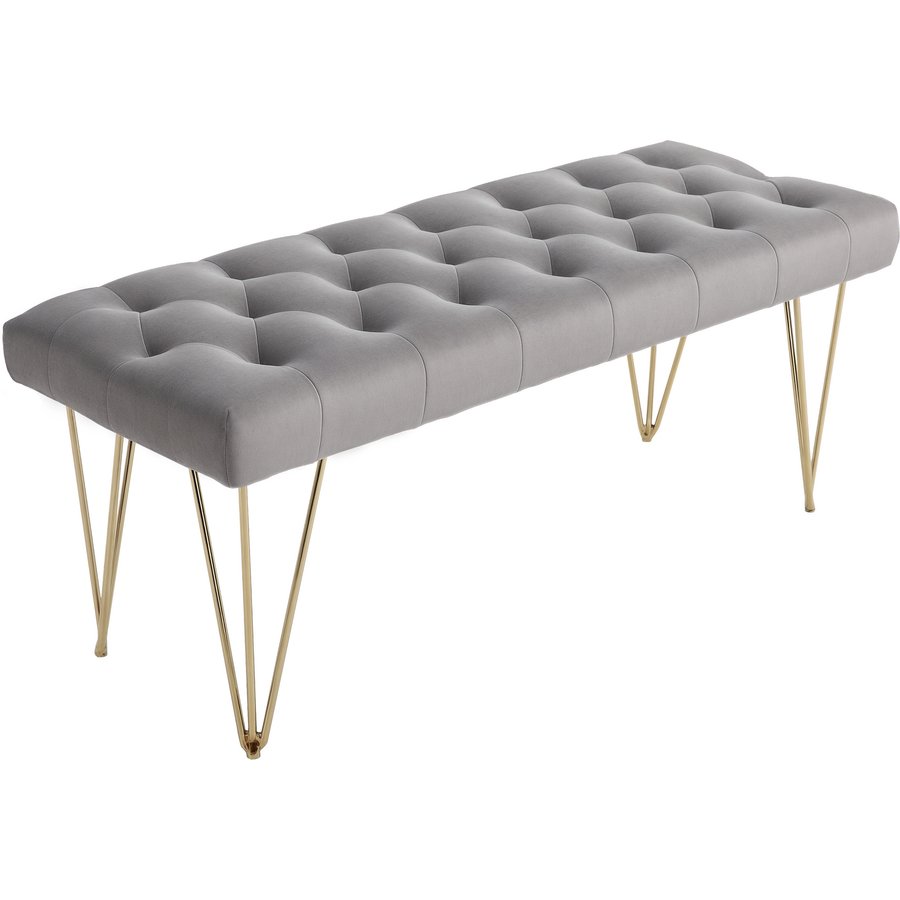 HOMCOM Sitzbank Eingangsbereich Schuhbank mit Samtbezug Velvet Grau 116x44,5x49cm ideal für Flur & Diele Aosom.de