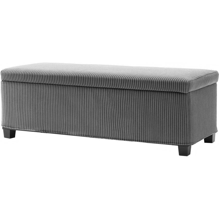 HOMCOM Aufbewahrungshocker, Aufbewahrungsbank Faltbar, 84 L Kapazität, 112x42x40 cm, Samtbezug, Fußende des Bettes, für Wohnzimmer, Schlafzimmer, Eingangsbereich, Grau Aosom