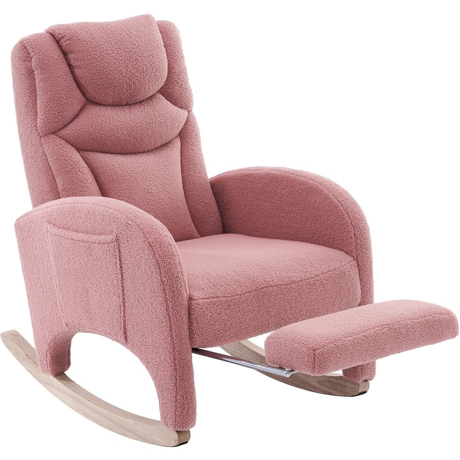 Schaukelstuhl Relaxsessel mit Armlehne, gepolstert und ergonomisch, für Wohnzimmer und Schlafzimmer, 66x96-125,5x99 cm, Rosa