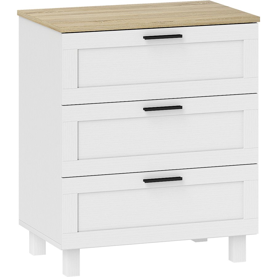 HOMCOM 3‑Schubladen-Kommode 60×38×71 cm – Weiß/Holz, platzsparend Aosom