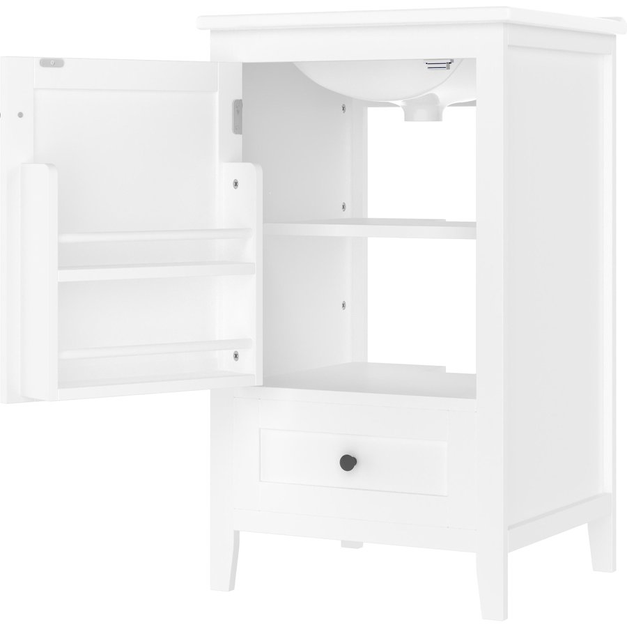 Badezimmerschrank, mit Waschbecken geräuschlose Schublade, verstellbares Regal, leicht zu reinigend, Weiß, 51 x 46 x 85 cm Aosom.de