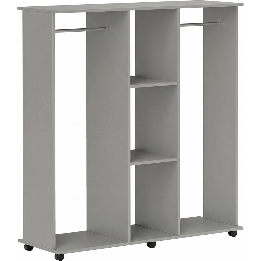 HOMCOM Kleiderschrank Kleiderstange Mobiles Aufbewahrungsmöbel 6 Rollen 120L x 40l x 128H cm grau Aosom