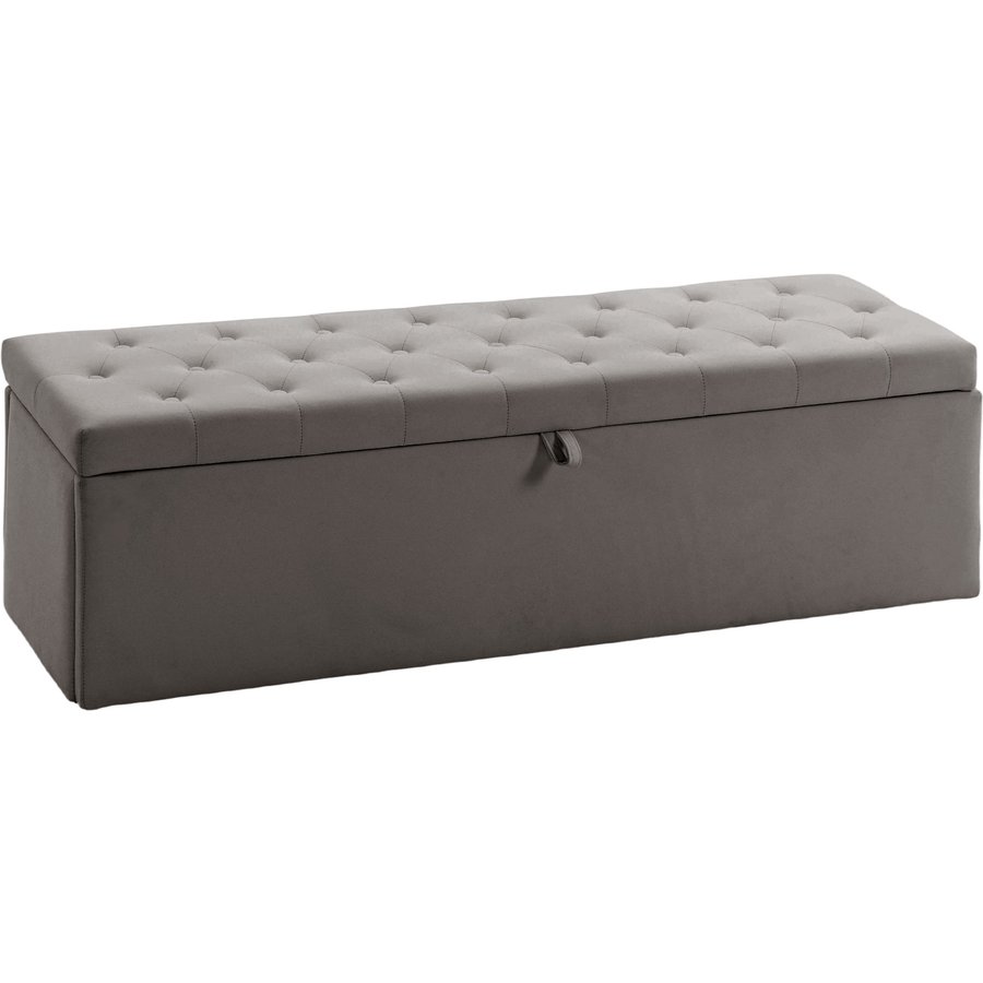 HOMCOM Sitzbank mit Stauraum, Aufbewahrungsbank 141 l, 137x41x42 cm, Bezogen mit Samt, Truhe, Belastbar bis 240 kg, Hocker für Wohnzimmer, Schlafzimmer, Flur, Grau Aosom