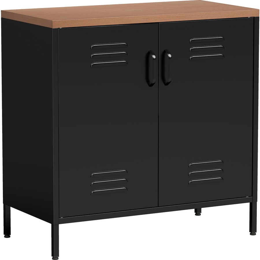HOMCOM Sideboard aus Metall, Industrieller Aktenschrank mit 2 Türen und verstellbarem Regal, Beistellschrank mit Stahlbeinen für Wohnzimmer, Küche, Esszimmer, Büro, 80x40x80 cm, Schwarz Aosom