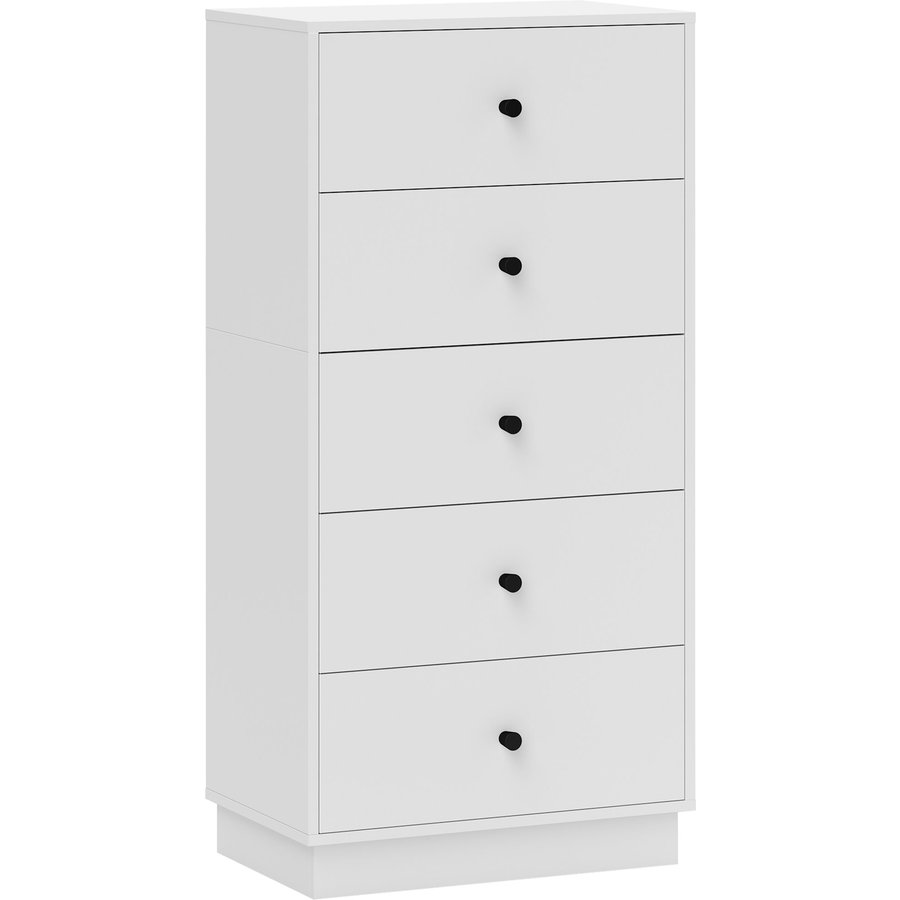 HOMCOM Kommode Sideboard mit 5 Schubladen Schrank aus Holzwerkstoff Aufbewahrungsschrank im Modern Stil Schubladenschrank Kommodenschrank für Wohnzimmer Schlafzimmer Flur 47 x 29 x 95 cm Weiß Aosom