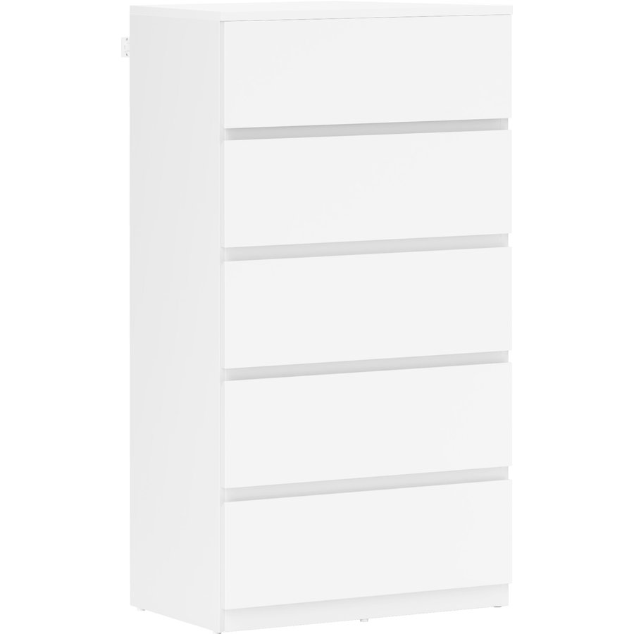 HOMCOM Kommode Schubladenschrank Sideboard mit 5 Schubladen, Büroschrank mit kippsicheren Zuglaschen, für Wohnzimmer, Schlafzimmer, Weiß, 55 x 34 x 100 cm Aosom