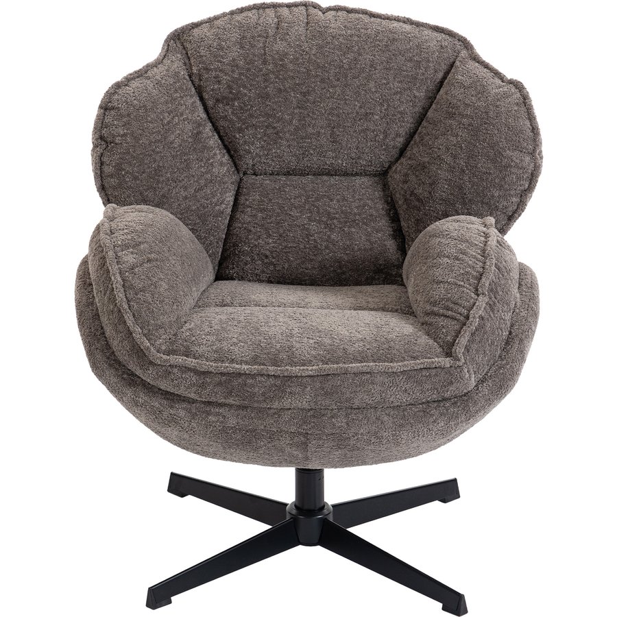 HOMCOM Ohrensessel Drehbarer Loungesessel Geplosterter Sessel mit Samtoptik, Metallbeine, Bequemer Relaxsessel für Wohnzimmer, Schlafzimmer, Grau Aosom