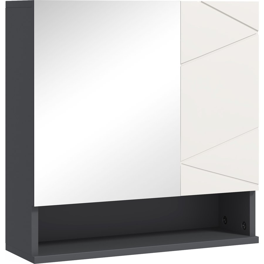 kleankin Spiegelschrank Bad, Badezimmerschrank mit Spiegel, Hängeschrank mit Verstellbar Ablage, Offenes Fach, Anti-Beschlag-Funktion, Wandschrank 55x17x55cm Grau Aosom