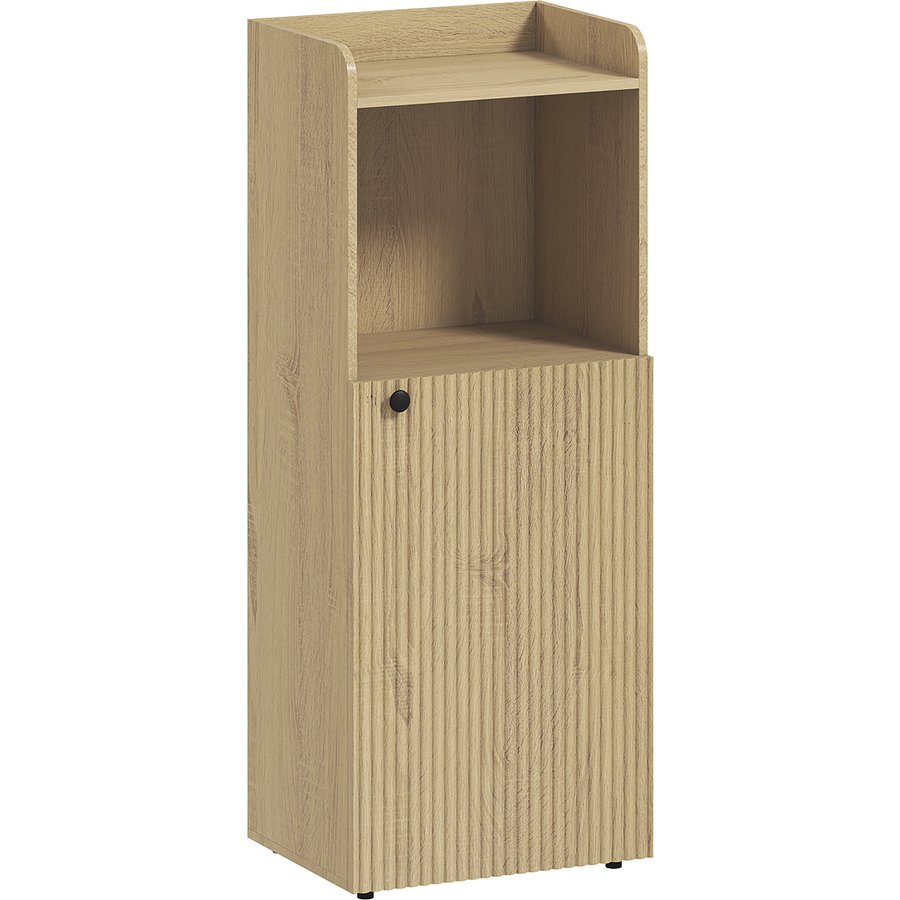 HOMCOM Badezimmerschrank Nischenschrank mit Schrank, offen Regal, verstellbar Regal, Badschrank Toilettenschrank Beistellschrank für Badezimmer, kleine Räume, 40 x 31 x 104 cm, Gelbeiche Aosom