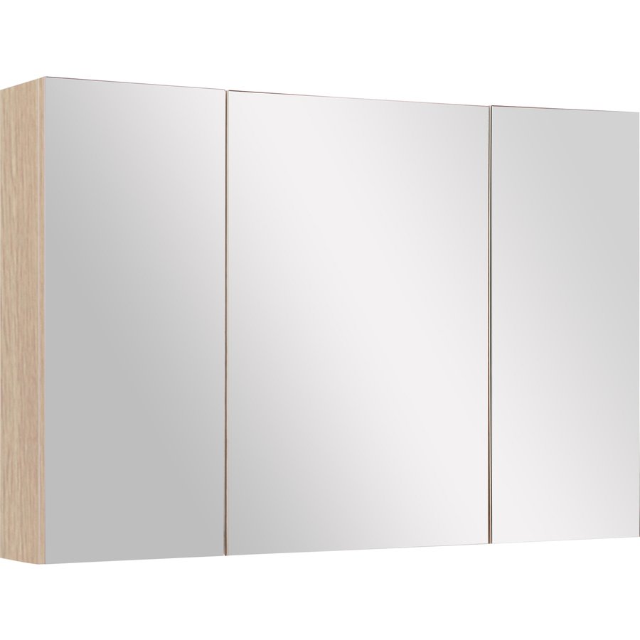kleankin Spiegelschrank Badschrank Spiegel Wandschrank Badhängeschrank Weißeiche B90 x H60 x D13,5 cm Aosom