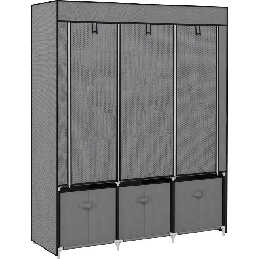 HOMCOM Garderobe Faltbar Stoffschrank, Faltschrank mit Reißverschluss, Vliesstoff, Dunkelgrau, 125x43x162,5cm Aosom