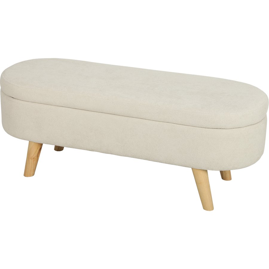 HOMCOM Bank mit Stauraum, 2‑in‑1 Sitzbank/Bettbank aus Stoff mit Holzfüßen, 110l x 40P x 43H cm, Creme Aosom