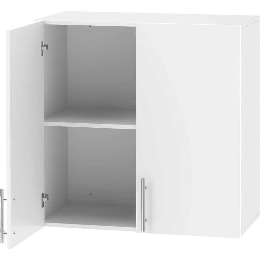 HOMCOM Wandschrank für Bad, Moderner hängender Badschrank, 2 hochglänzende Türen, Verstellbares Regal, Platzsparend, für Küche, Waschküche, 60x31x60 cm, Weiß Aosom