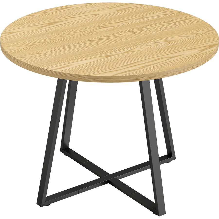 HOMCOM Esstisch 100 x 100 cm Runder Esszimmertisch, Kleiner Küchentisch für 4 Personen mit Stahlgestell und 3 cm Dicker Tischplatte für Esszimmer, Wohnzimmer Natur Aosom
