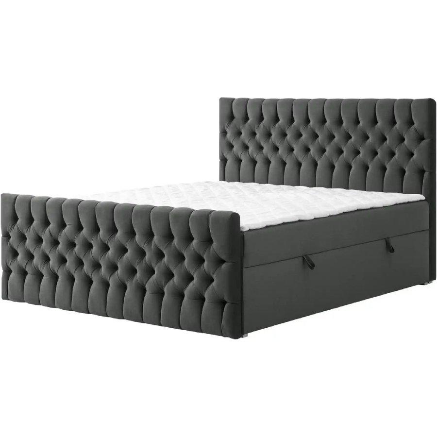 Boxbett mit Bettkasten und Fußteil Belek King, grau
