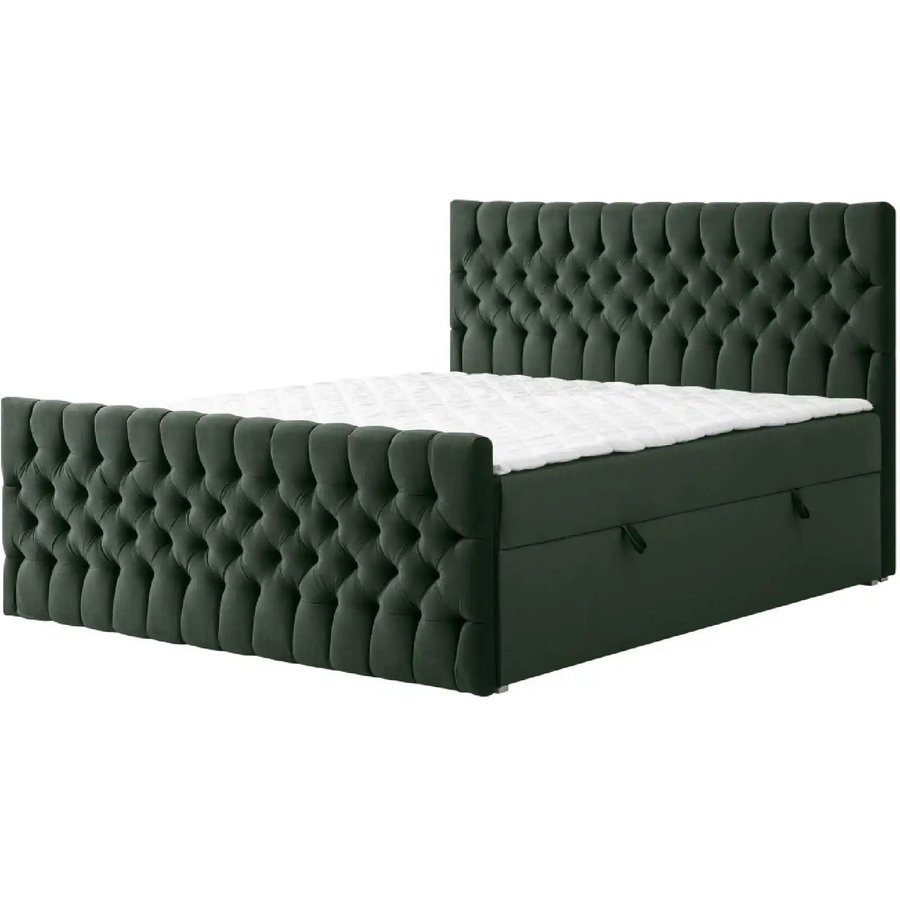 Boxbett mit Bettkasten und Fußteil Belek King, grün