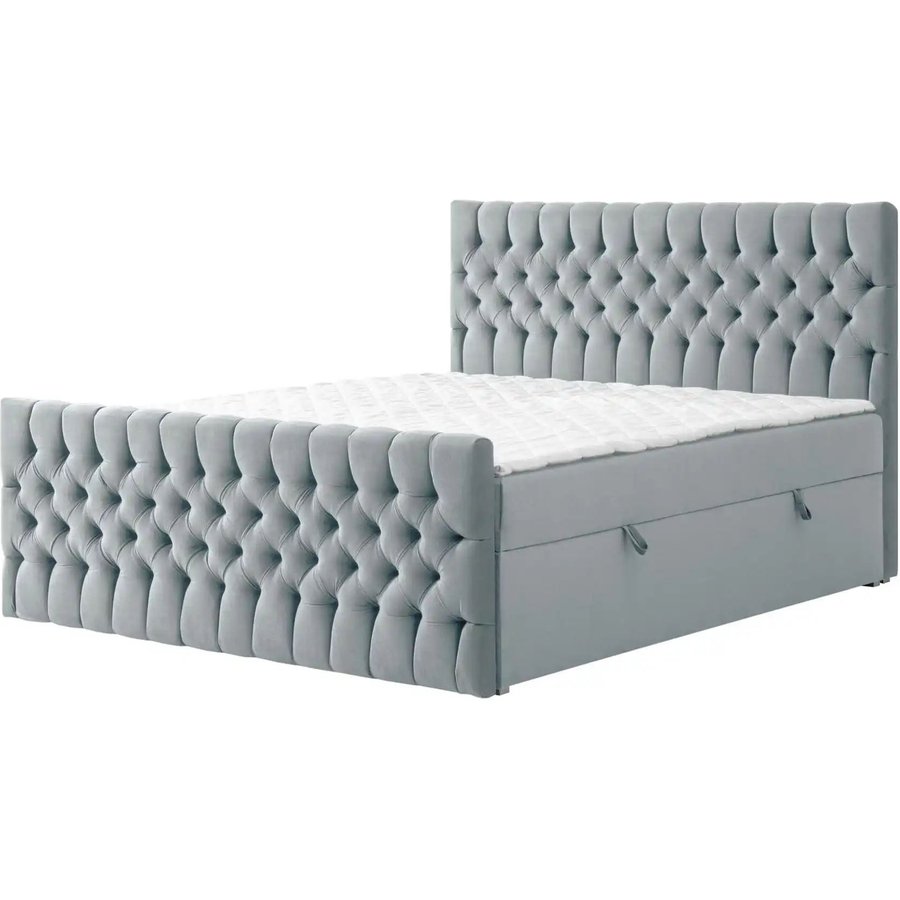 Boxbett mit Bettkasten und Fußteil Belek King, grau