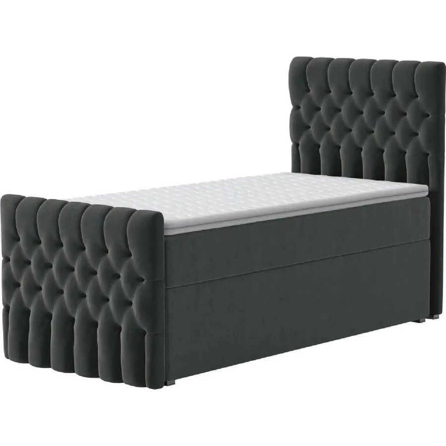 Boxbett mit Bettkasten und Fußteil Belek King, grau