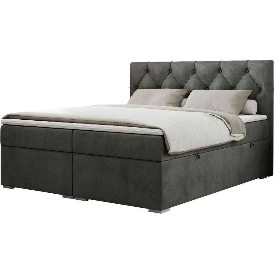Boxbett mit Bettkasten Alda, grau