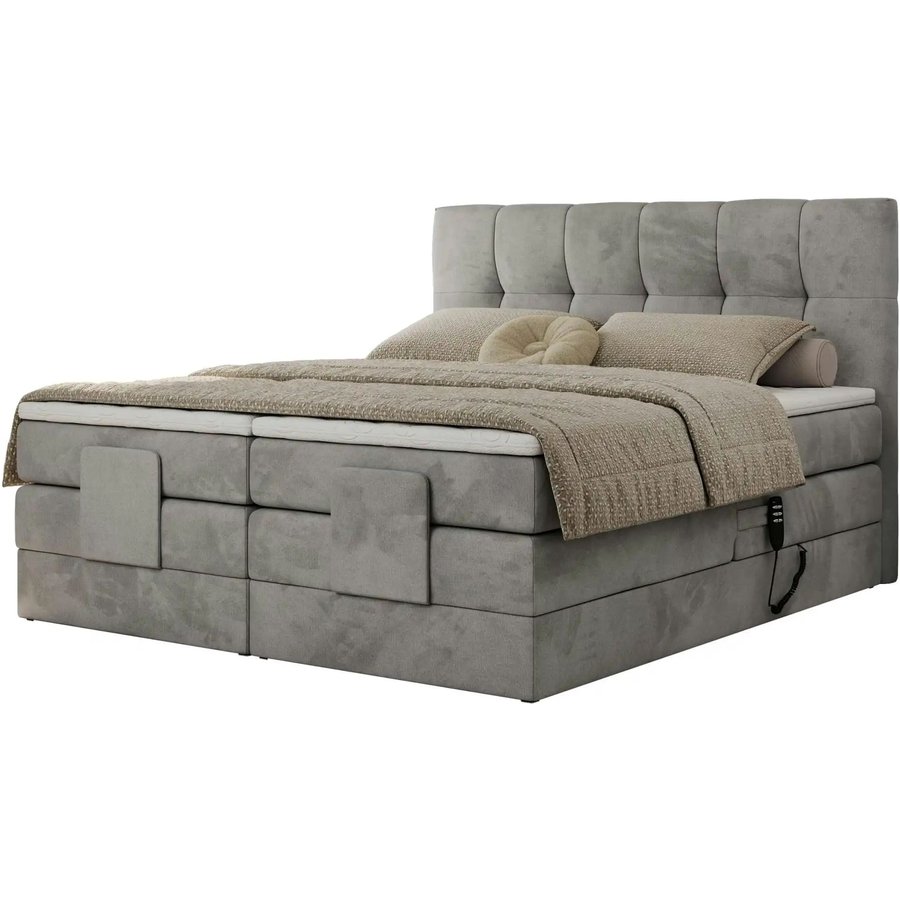 Motor Boxspringbett mit Bettkasten Vittoria, grau