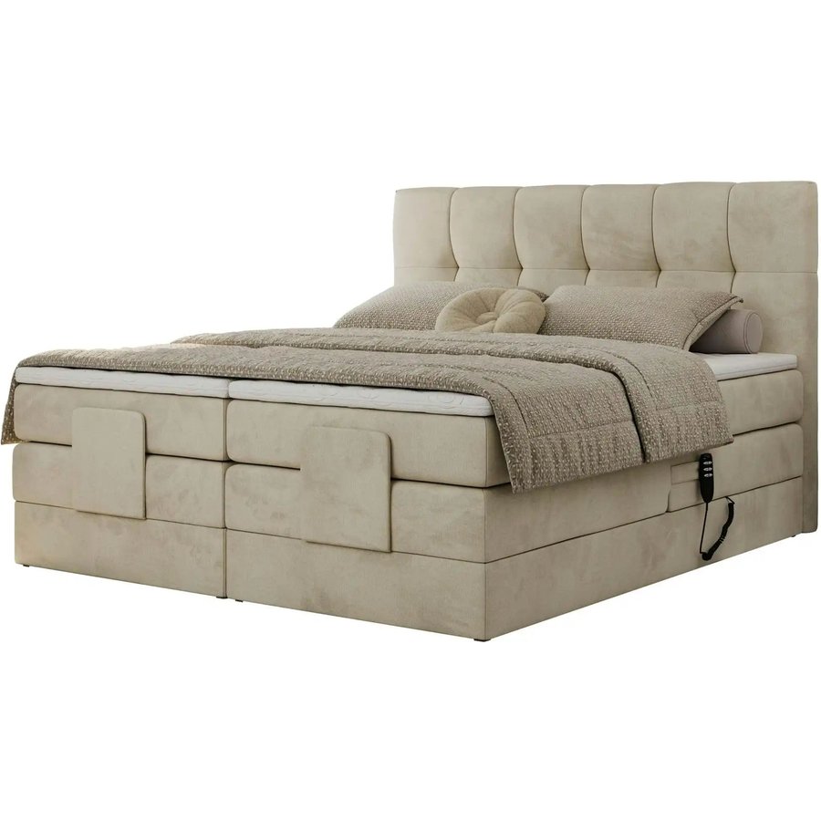 Motor Boxspringbett mit Bettkasten Vittoria, beige