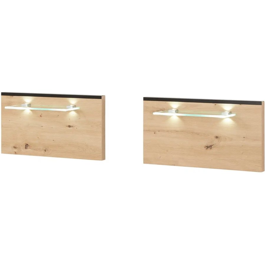 Aufsatzpaneel für Nachtkommode Birmingham, holzfarben, Glas,Massivholz
