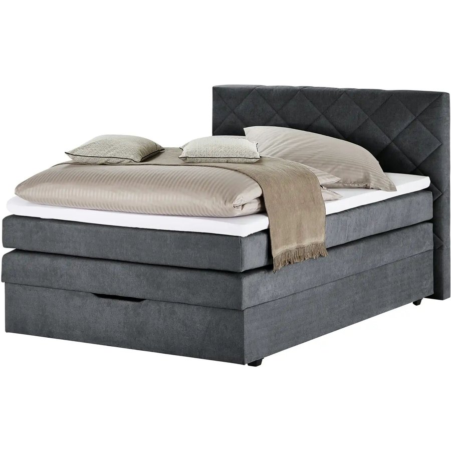 Boxspringbett mit Bettkasten Princess, grau
